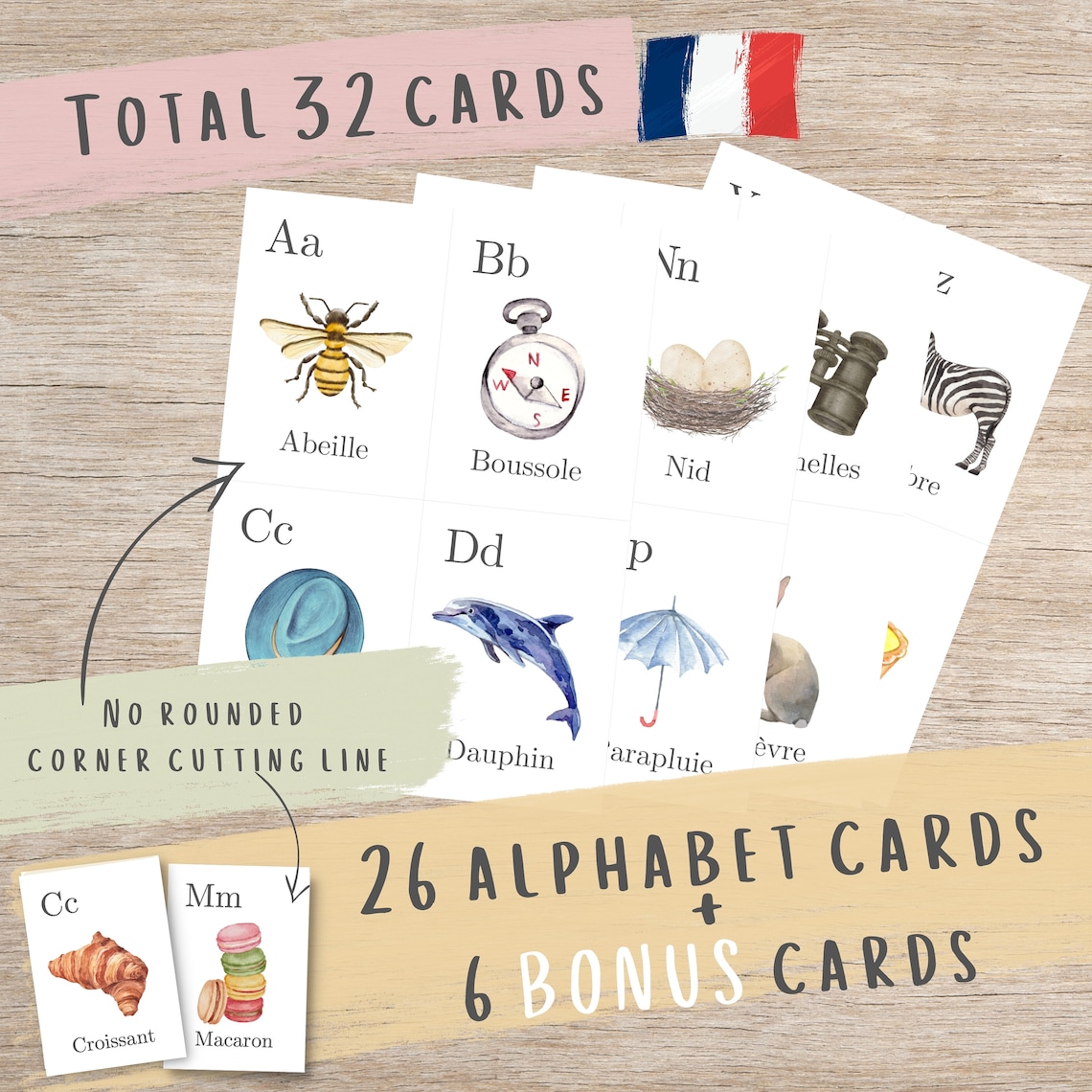 French Alphabet Flash Cards Printable Alphabet Flash Cards Etsy