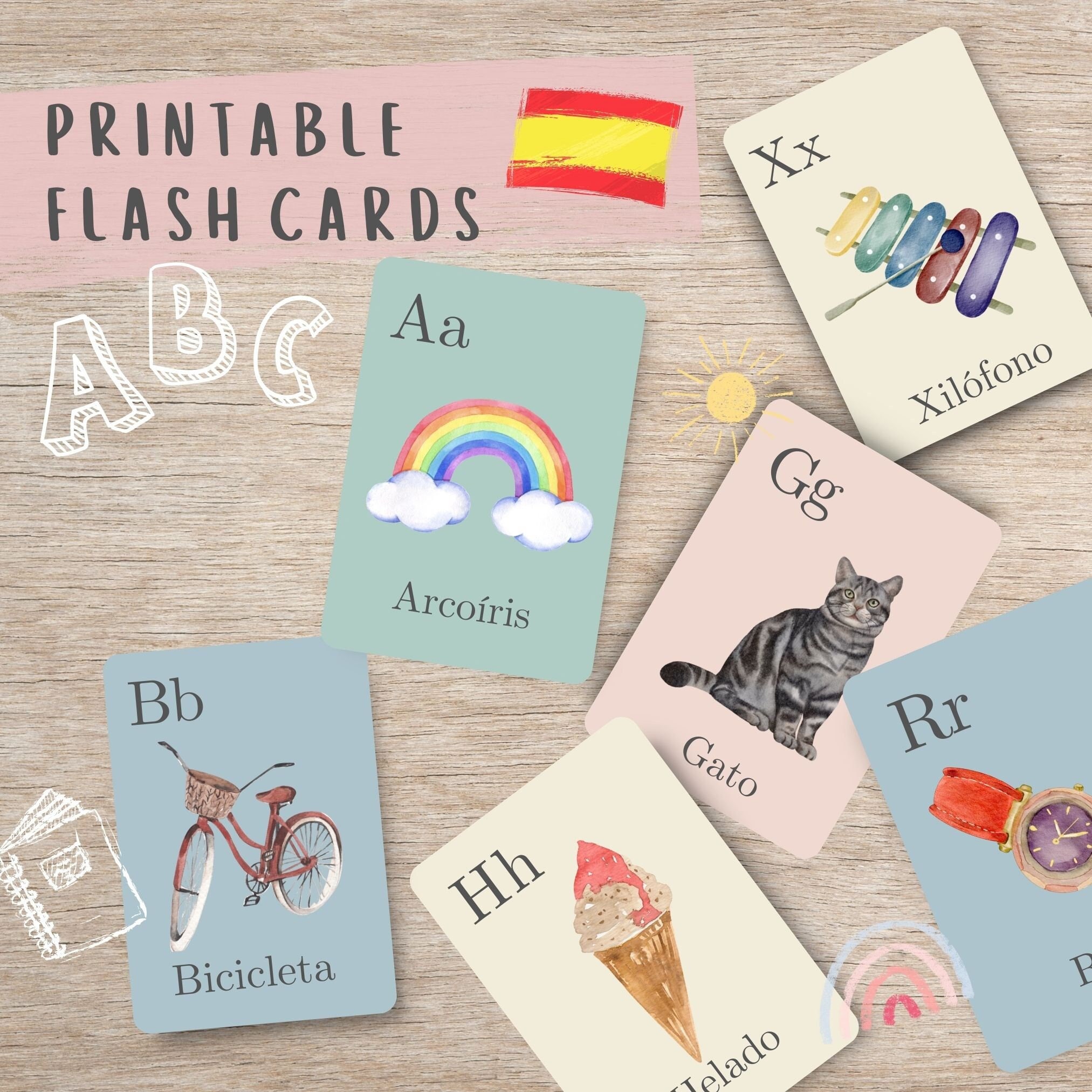 Spanish Alphabet Flash Cards, Educative Spanish, Educative Abc