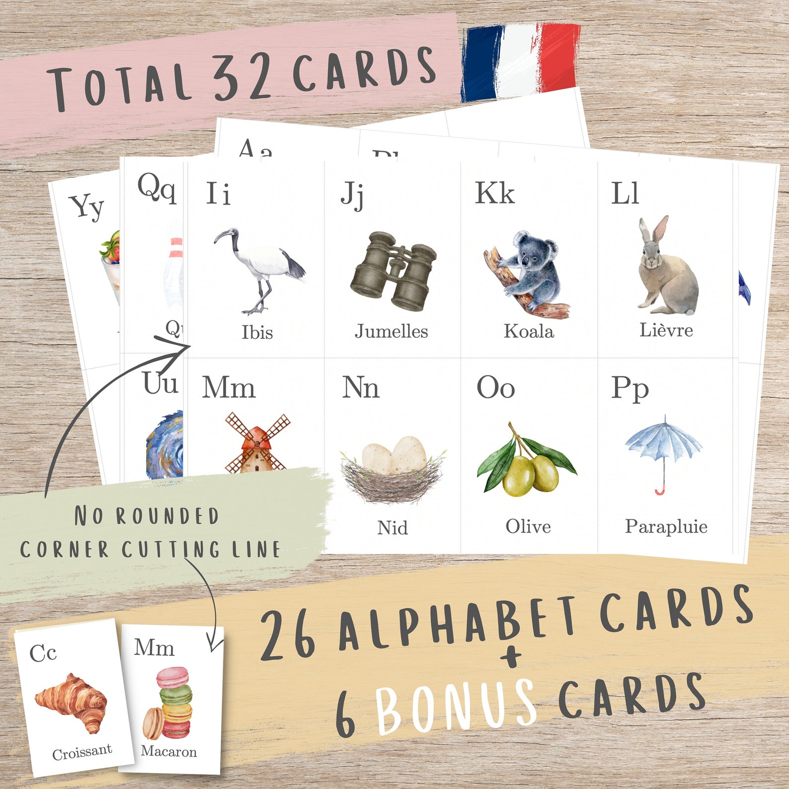 French Alphabet Flash Cards Printable Alphabet Flash Cards Etsy