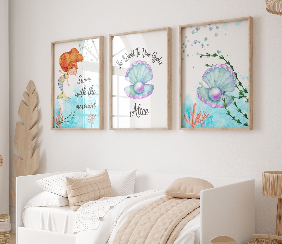 Buy Mermaid Wall Art Set of 6, Mermaidnursery, Mermaidgirl, Mermaid  Decorations, Mermaidposter,mermaiddecor, Oceantheme, Kids Roomdecoration  Online in