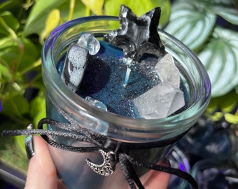 Dark Forest Obsidian Crystal Candle