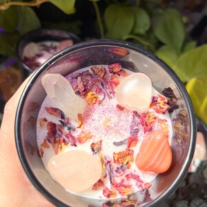 Love Spell Rose Quartz Crystal Infused Candle image 3