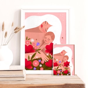 A4 FineArt impresión de arte "Primera cita", felicitaciones cartel nacimiento, arte impresión bebé, regalo para el nacimiento, tarjeta de nacimiento, regalo para la madre