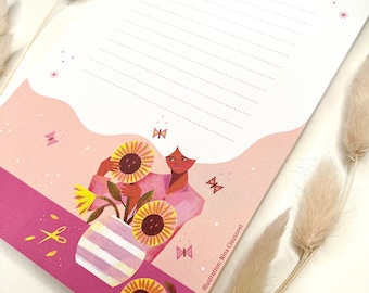 A5 notepad "Sunflower", 50 sheets, autumn, notebook for women, cute illustration, sunflowers, good mood, gift for her