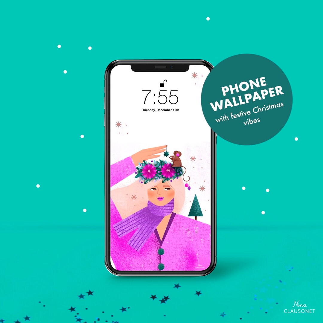 Phone Wallpaper girl With Mouse, Phone Wallpaper Girl Illustration