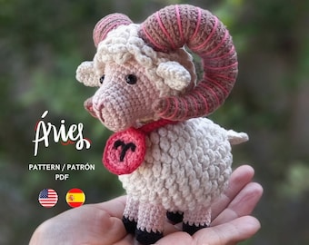 Aries ram, amigurumi crochet pattern (ESP/ENG), PDF file format
