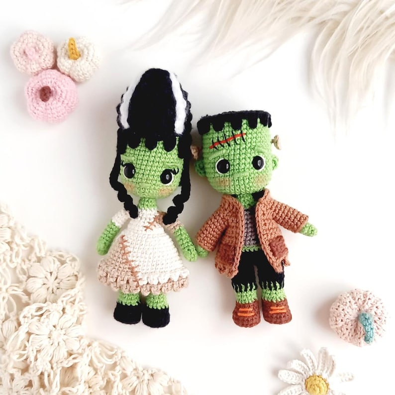 Franky and his girlfriend, Amigurumi crochet pattern (ESP/ENG), PDF file format image 3