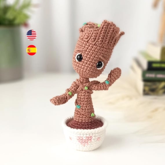8 Groot Crochet Patterns 3 Groot flowerpot crochet amigurumi pattern (esp/eng)