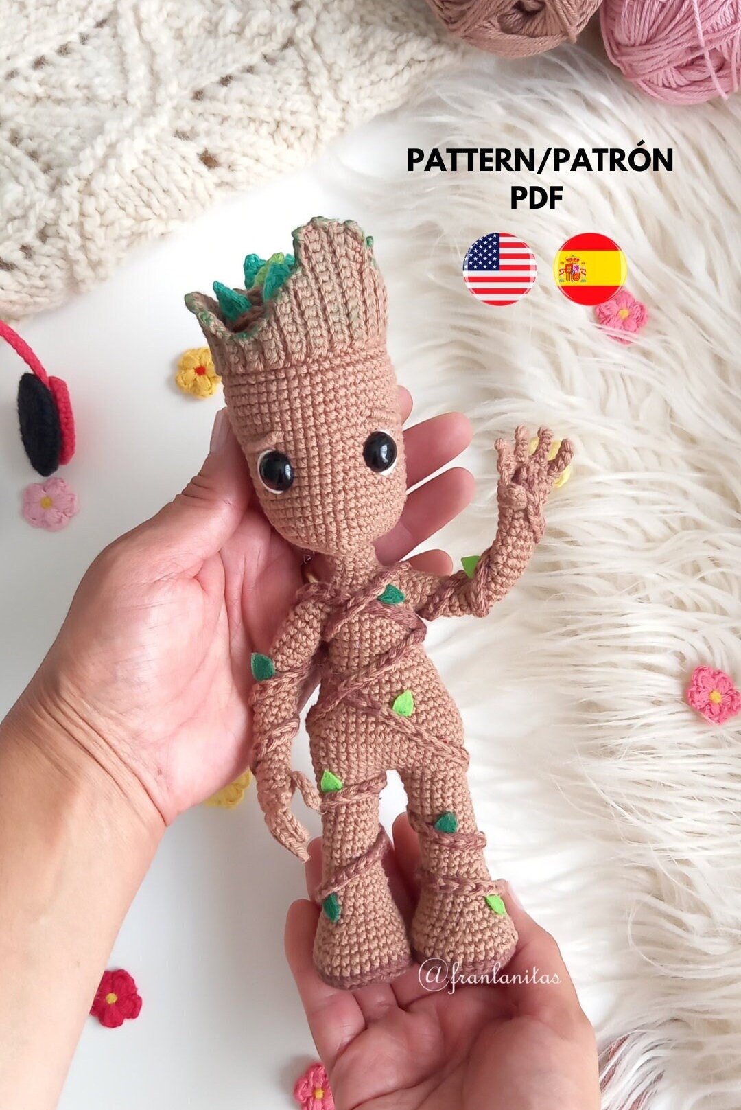 I am Groot, Amigurumi Crochet Pattern (ESP/ENG), PDF file