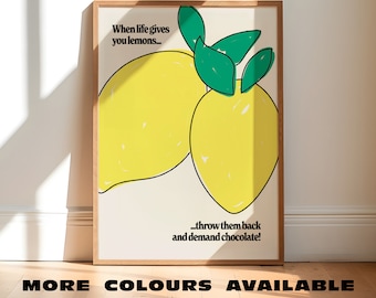 When Life Gives You Lemons | Printed Retro Wall Art | Unframed Quote Poster For Your Home | Minimalist Art Print