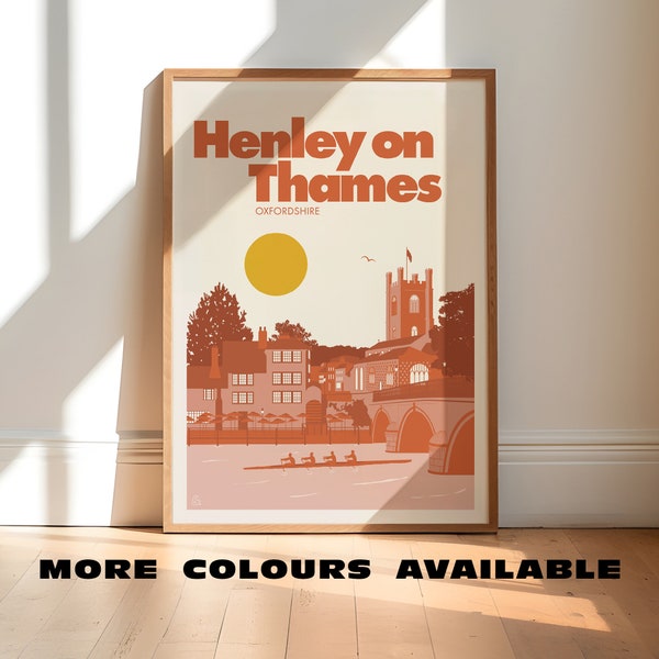 Henley on Thames, Oxfordshire | Minimalist Travel Print | A5 A4 A3 A2 A1 | England | Unframed Poster | Location wall art