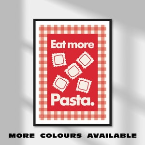 Coma más pasta y raviolis / Póster de pared ilustrativo para cocina y comedor / A5 A4 A3 A2 A1 / Póster de pared sin marco para amantes de la comida