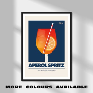 Aperol Spritz Cocktail Print | A5 A4 A3 A2 A1 | Unframed Minimalist Wall Art | Home Bar Decor