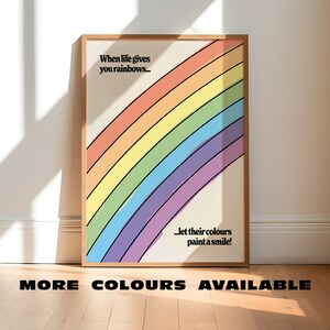 Quando la vita ti dà arcobaleni / Stampa artistica retrò da parete / Poster con citazione senza cornice per la tua casa / Stampa artistica minimalista