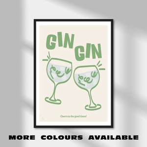 Gin Gin / Arte de pared ilustrativo de gin tonic / A5 A4 A3 A2 A1 / Póster de pared dibujado a mano sin marco para amantes de las bebidas