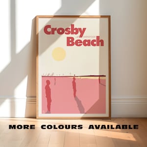 Crosby Strand, Merseyside | Minimalistischer illustrierter Reisedruck | Ungerahmtes Poster | England | Lage Wandkunst
