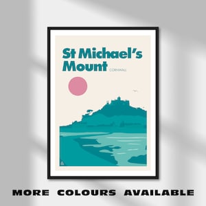 St Michael's Mount, Cornwall | Minimalistischer Reisedruck | A5 A4 A3 A2 A1 | Penzance Südwesten | Ungerahmtes Poster | Lage Wandkunst