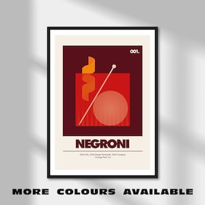 Negroni Cocktail Print | Unframed Minimalist Wall Art | Unique Modern Artwork | Home and Bar Poster