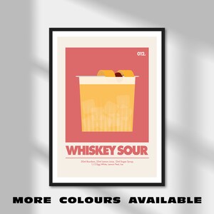 Whiskey Sour Cocktail Print | Unframed Minimalist Kitchen Art | Unique Modern Artwork | Home and Bar Decor