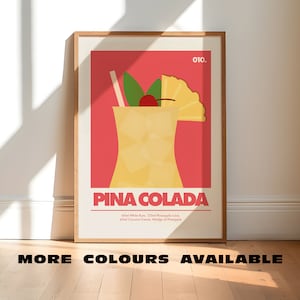 Pina Colada Cocktail Print | Unframed Minimalist Kitchen Wall Art | Unique Modern Artwork | Home Bar Decor