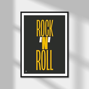 Rock &#39;n&#39; Roll | Printed Wall Art | A5 A4 A3 A2 A1 | Unframed Modern Artwork Poster  | Typographic Design