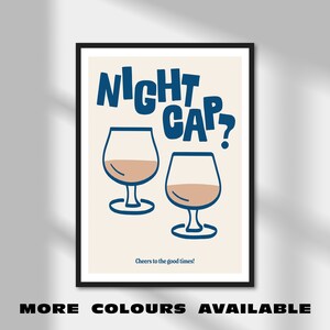 Fancy a Night Cap | Ilustracyjny wydruk drinka | A5 A4 A3 A2 A1 | Nieoprawiony ręcznie rysowany plakat ścienny dla miłośników drinków | Sztuka ścienna na wózek barowy