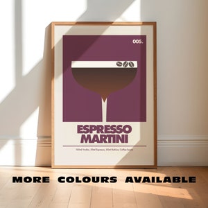 Espresso Martini Cocktail Print | Unframed Minimalist Kitchen Wall Art | Unique Modern Artwork | Home Bar Decor