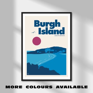 Resetryck från Burgh Island, konst från södra Devon, minimalistisk affisch