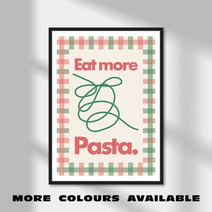Coma más pasta y espaguetis / Póster de pared ilustrativo para cocina y comedor / A5 A4 A3 A2 A1 / Póster de pared sin marco para amantes de la comida