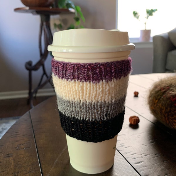 Coffee sleeve, knit coffee cozy, reusable cozy, Ace coffee sleeve