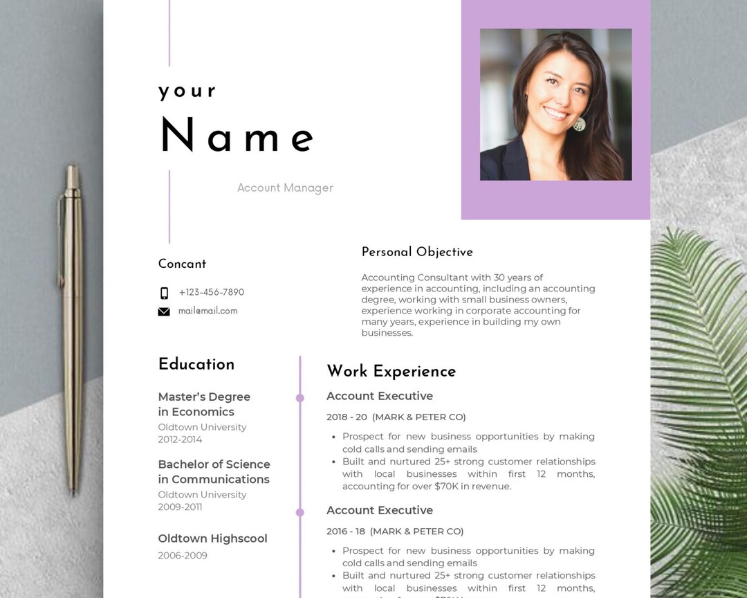 Resume Template, Modern Resume Template Word, Ebook Guide, ATS Clean