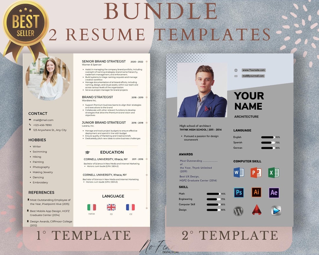 Buy Bundle Set Cv Bundle Resume Bundle Resume Template Modern Resume ...