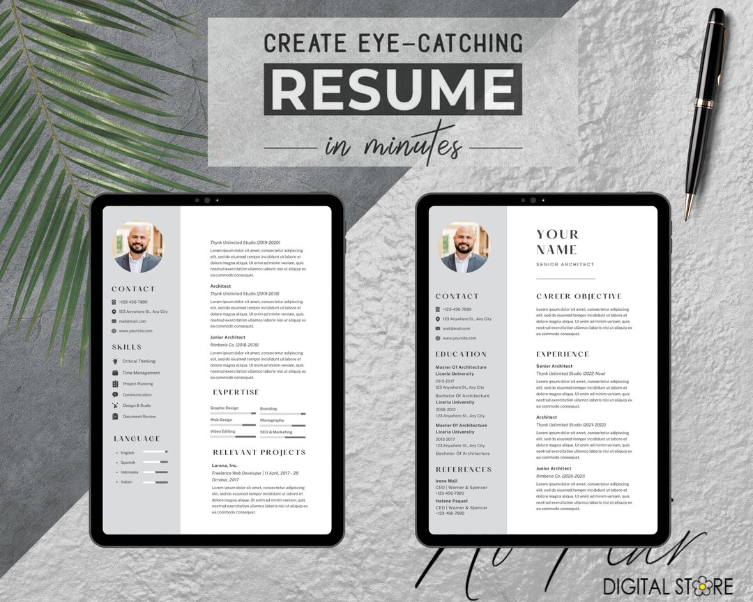 Resume Template, Modern Resume Template Word, Ebook Guide, ATS Clean