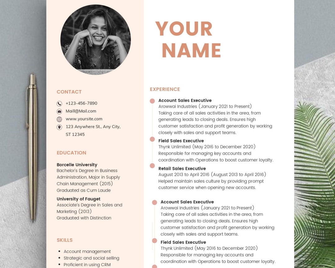 Resume Template, Modern Resume Template Word, Ebook Guide, ATS Clean