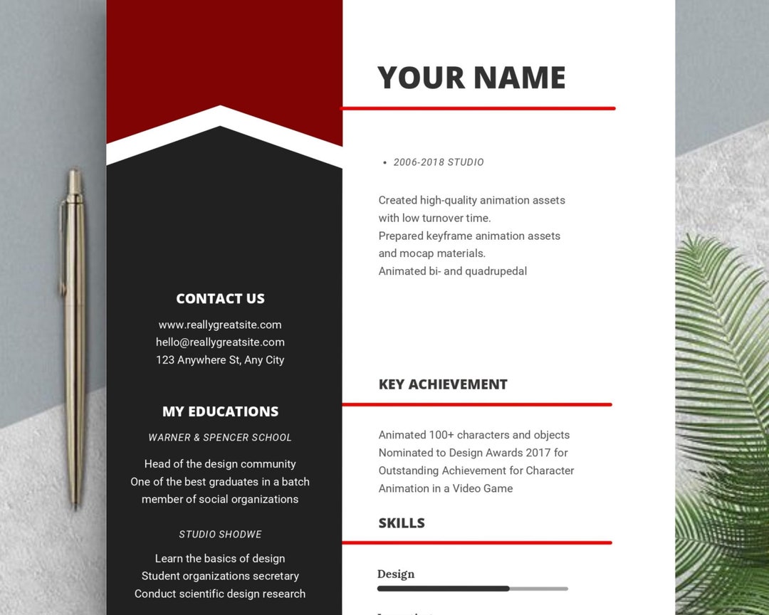 Resume Template, Modern Resume Template Word, Ebook Guide, ATS Clean