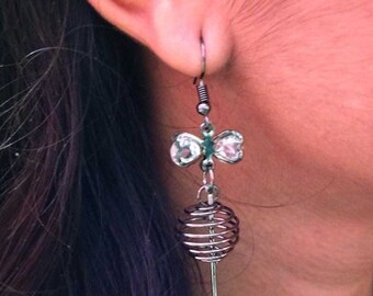 Antique Silver Earrings , Dangle Earrings, Silver Finish, Nickel Free Fishhooks, Holiday- Long Earrings - Unique Earrings- READY to SHIP