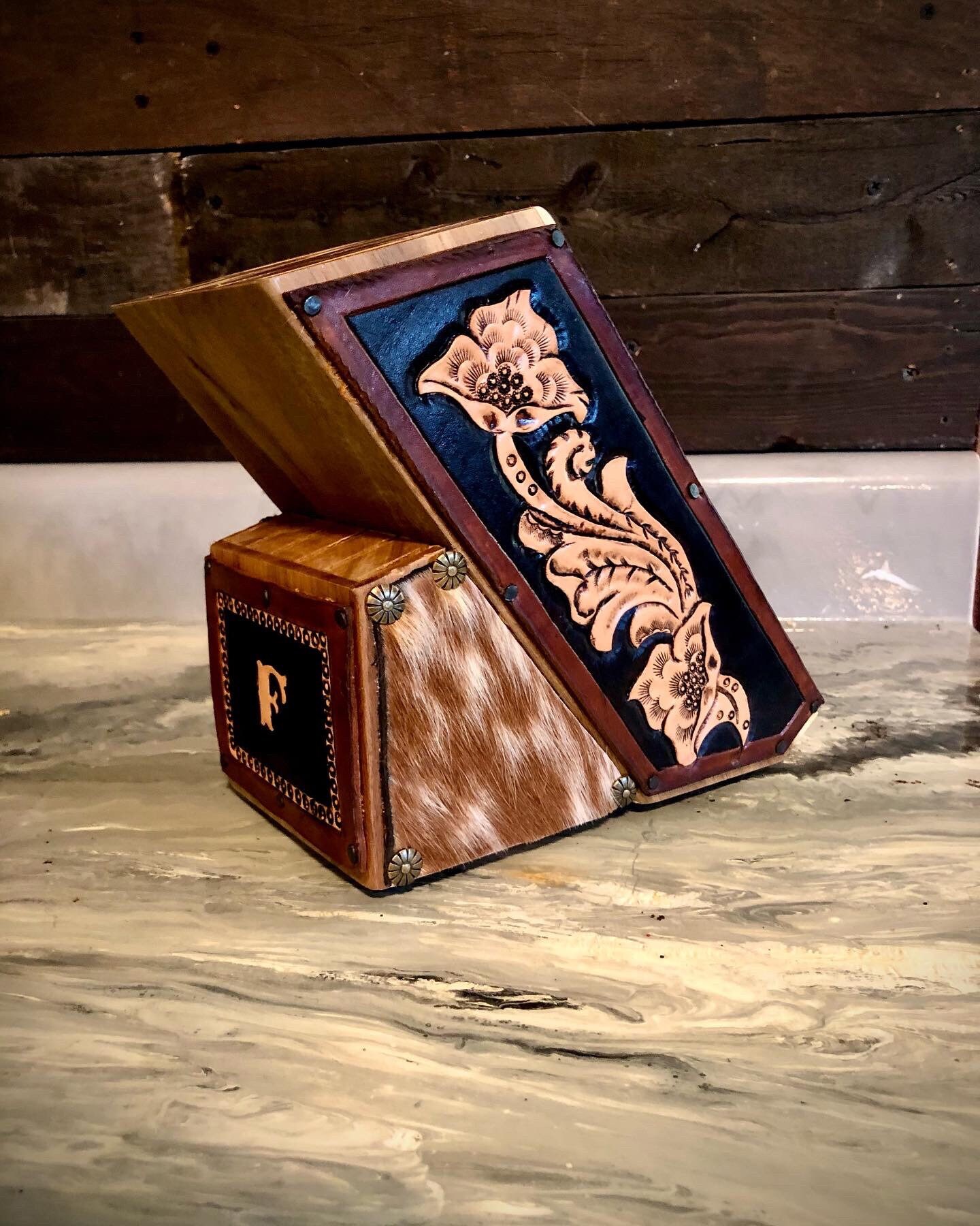 Custom Leather Knife Block Etsy