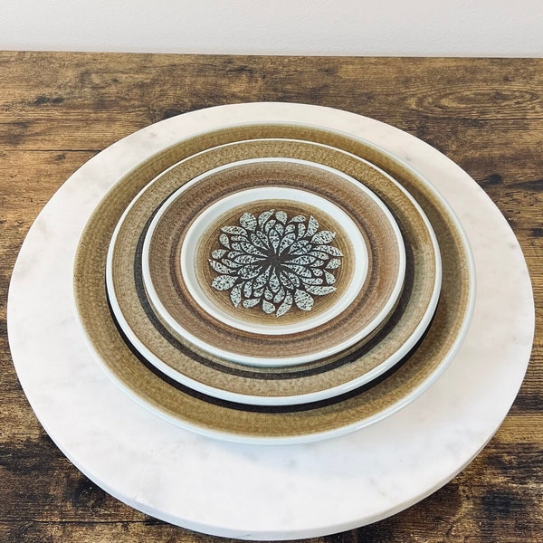 Vintage Franciscan "Nut Tree" Pattern Plates; Set of 11; Dinner, Salad, and Bread Plates; Retro Kitchenalia; Gift for New home; MCM Dining