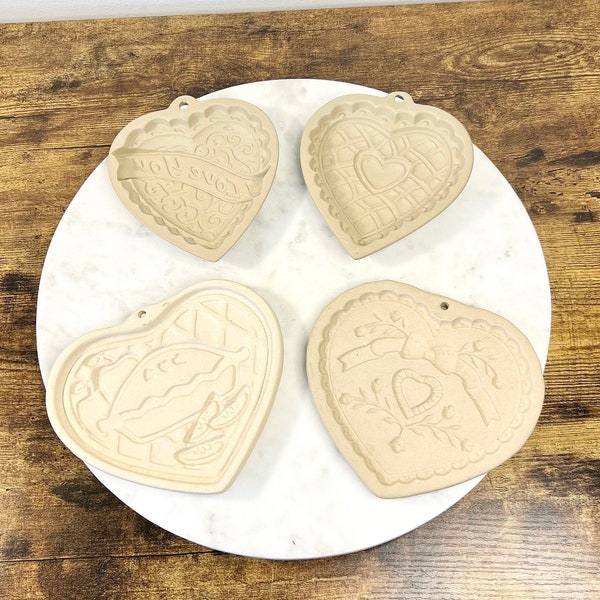 Vintage 1990's Heart Shaped Ceramic Cookie Molds; Sold Separately; Wilton Bakeware; Pampered Chef; Gift for Hostess; Country Kitchen Decor