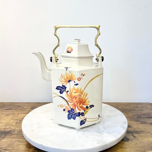 Vintage Mikasa "Majestic" Ceramic Coffee Pot with Brass Handle; Retro Kitchenalia; Gift for Hostess; Elegant Guest Dishes; Replacement China