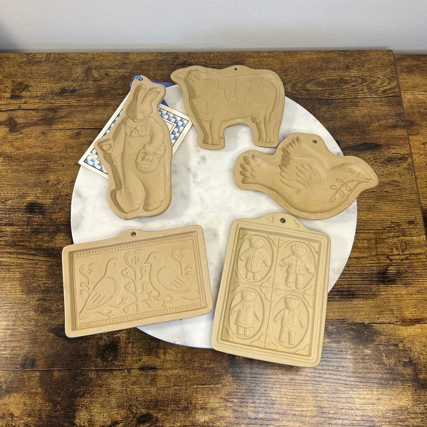 Vintage 1990's Brown Bag Cookie Art Ceramic Cookie Molds; Sold Separately; Retro Bakware; Holiday Baking Tools; Gift for Host; Cookie Press