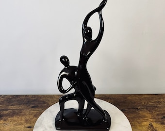 Vintage Haeger Dancing Couple Statue; Pretty Black Statues; Mid Century Modern Art; Minimalist Home Style; Newlywed Gifts; Unique Home Decor