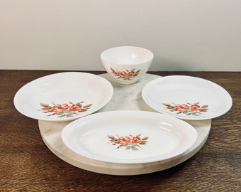 Vintage Floral Pattern Arcopal France Dishes; SOLD INDIVIDUALLY; Cottagecore Tableware; Gift for Hostess; Retro Kitchenalia; Elegant Dining