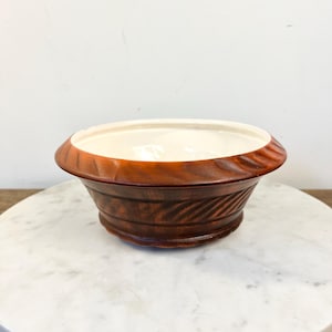 Vintage Haeger MCM Brown Ceramic Planter w/ Original Sticker; Retro Indoor Plant Pot; Gift for Host; 1970's Trinket Bowls; Grannycore Kitsch