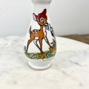 Vintage 1960's Walt Disney Bambi Porcelain Bud Vase Made in Japan Collectible Disney Memorabilia Gift for Collector Retro Nursery Decor afbeelding 3