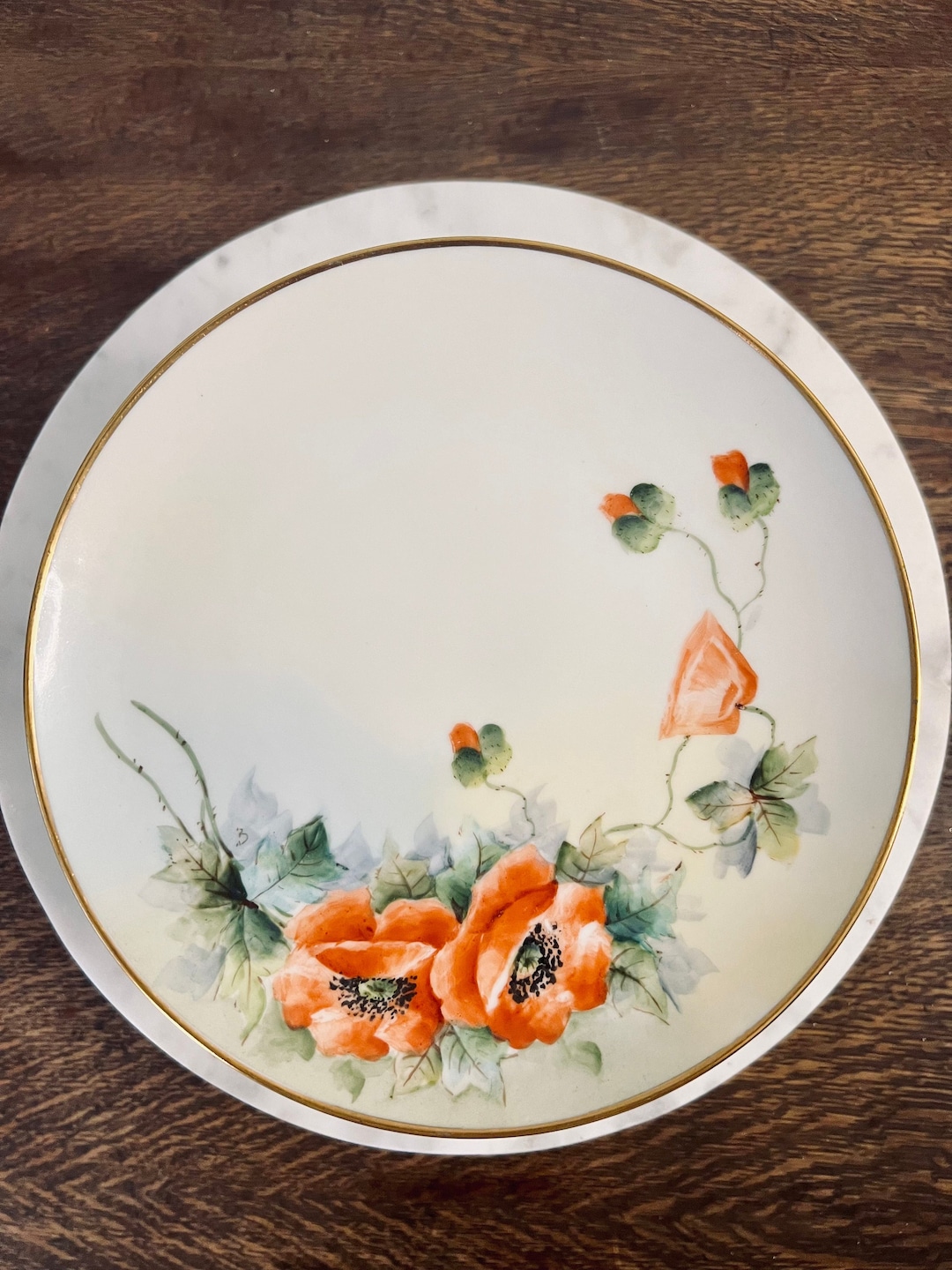 Vintage Hand Painted Nippon Plates With Red Poppy Motif Set Etsy