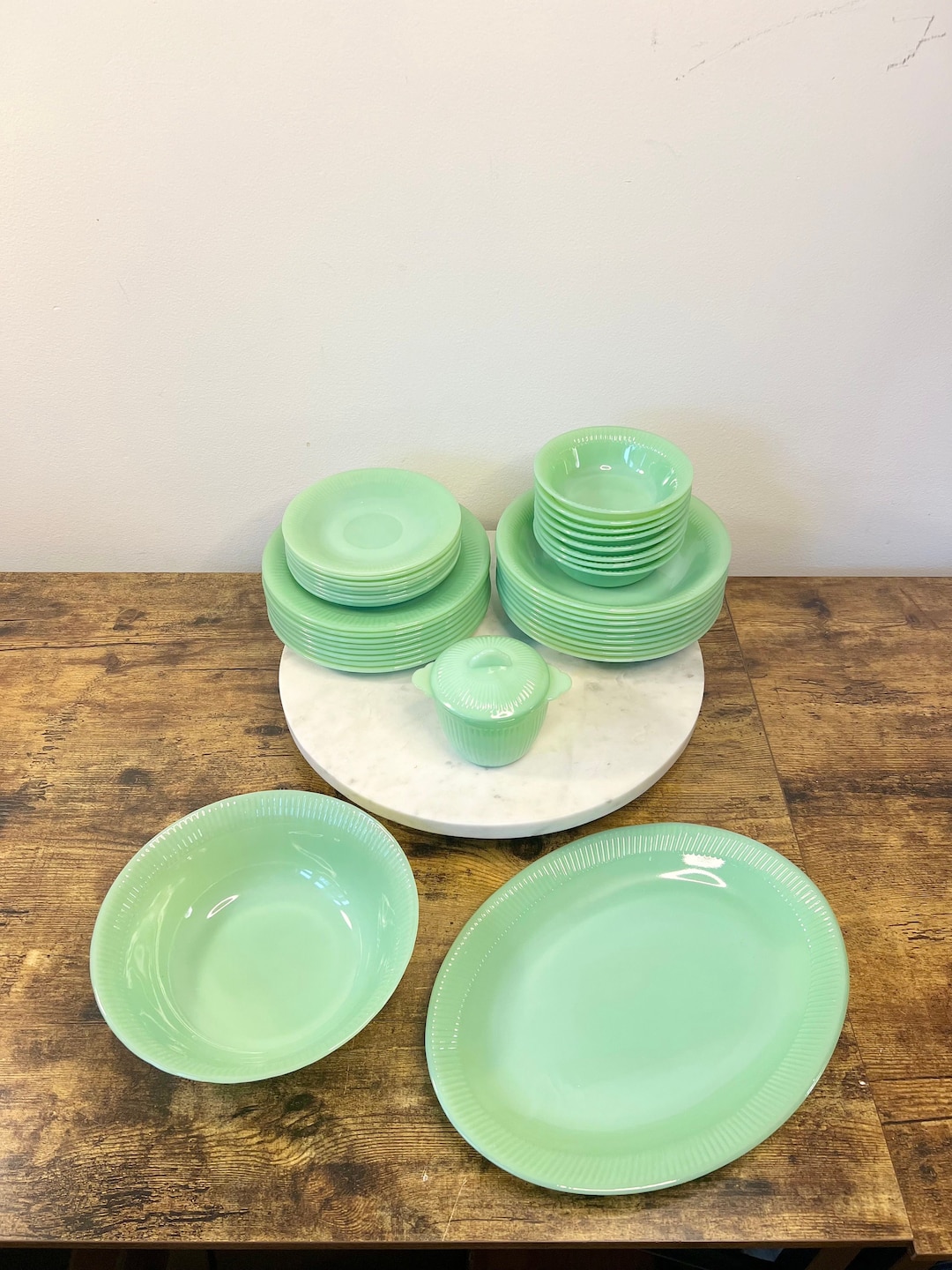 Vintage Fire King Jadeite jane Ray Pattern Dishware SETS SOLD ...