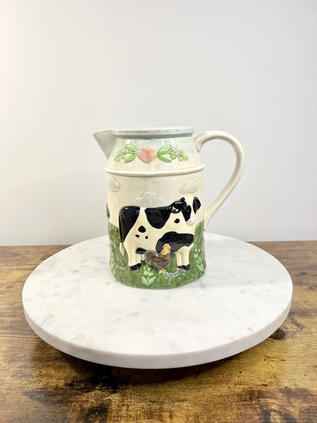 Vintage Otagiri Elizabeth King 3D Cow & Chicken Ceramic Pitcher; Retro ...