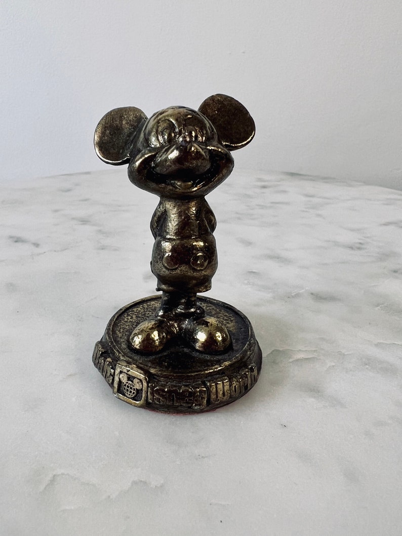 Vintage Brass Mickey Mouse Paperweight/figurine Retro Disney Etsy