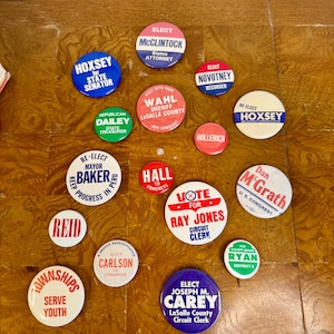 Bundle of 15 Vintage Local Election Political Pins; AS SHOWN; Retro Voting Memorabilia; Gift for Collector; Mid Century Political Buttons